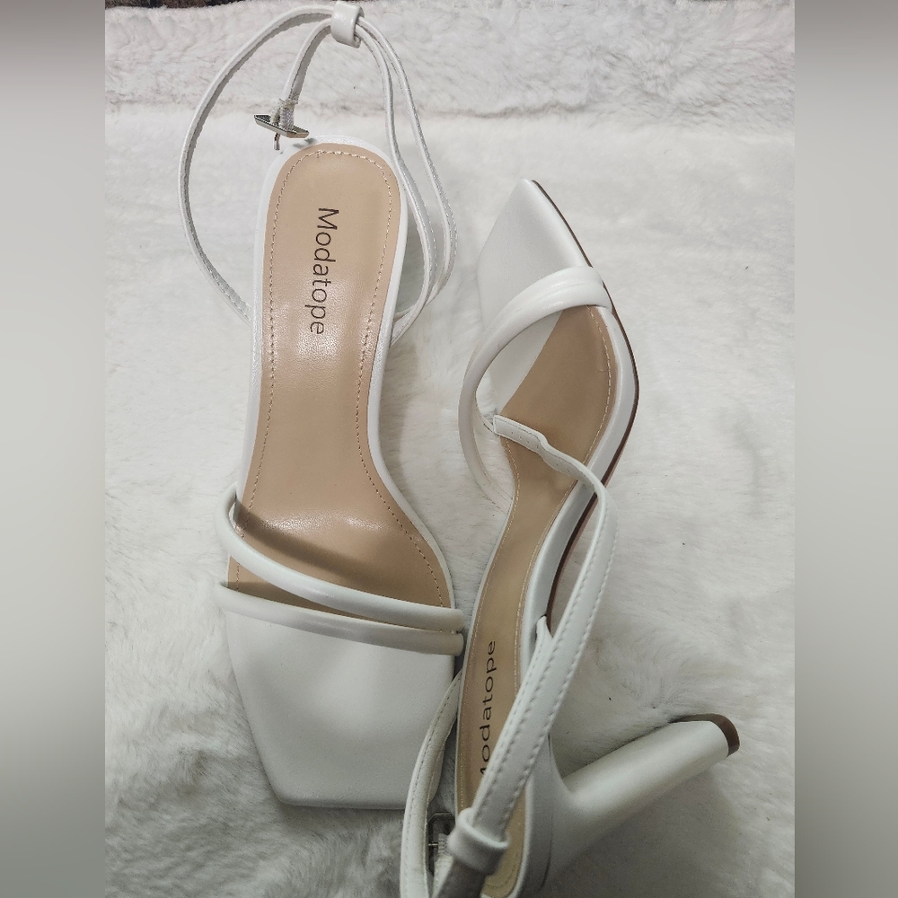 White Strappy Heels - Picture 4 of 5